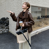 美拉德咖啡色皮毛一体羊羔毛外套女秋冬2025新款小个子巨好看棉服，女装棉衣/棉服，衣珂纱朗