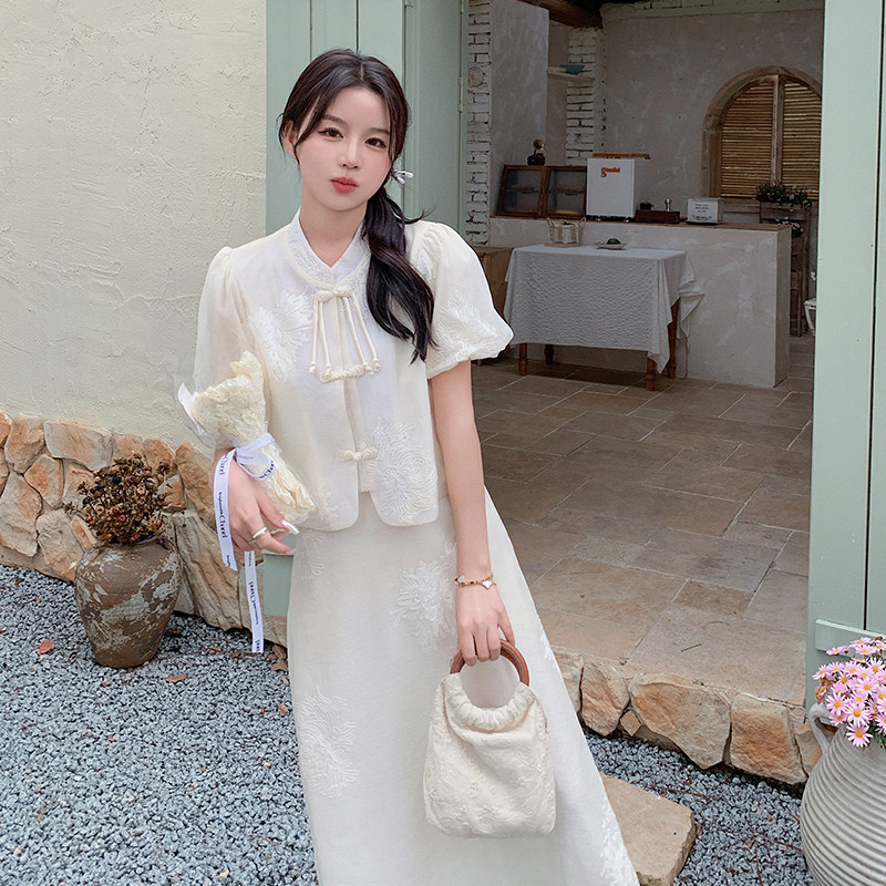 新品现货2025女装新中式提花连衣裙两件套266-P125-K175,女装套装/套裙,2C266