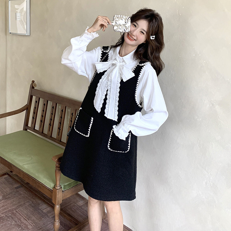现货:春装新款黑色背带裙＋白衬衫两件套装裙2C135-6870P145K228,女装套装/套裙,2C135
