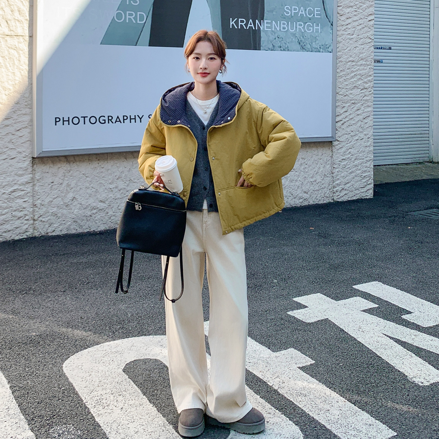 超火小个子保暖连帽棉服外套女韩系慵懒风2025冬新款时尚穿搭棉衣,女装棉衣/棉服,2C159