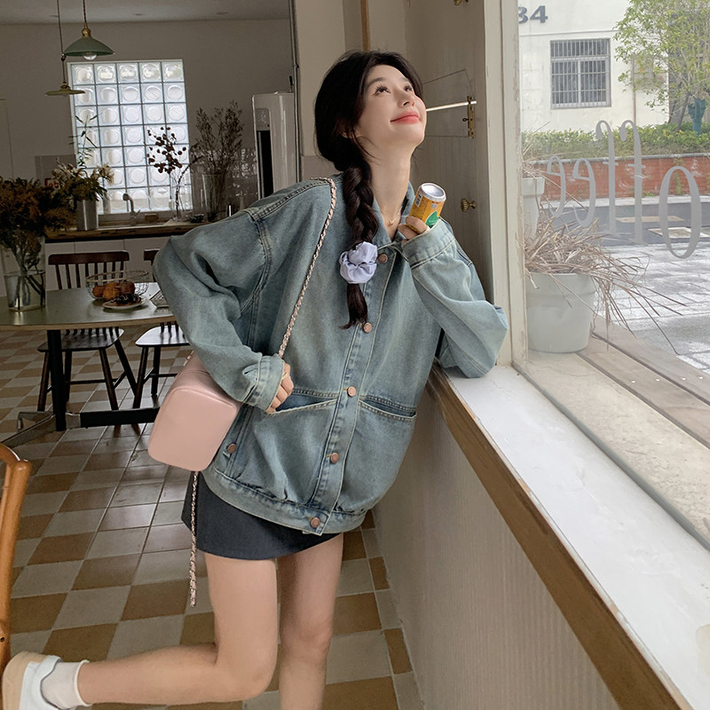 美式复古风短款牛仔外套女春秋2025新款超火好看高级小众夹克上衣,女装短外套,2C200