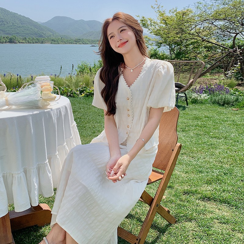 新品肌理感面料上衣+半身裙两件套2C075-169-P145-K198,女装套装/套裙,2C075