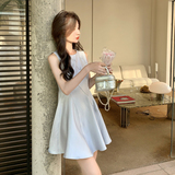 巨好看高级感无袖背心连衣裙女夏季2025流行俏皮减龄氛围感a字裙，女装连衣裙，2C159