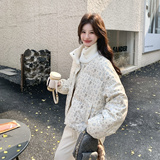 法式温柔风碎花立领短款羽绒服女2026冬季新款加厚保暖面包服外套，女装羽绒服，2C166