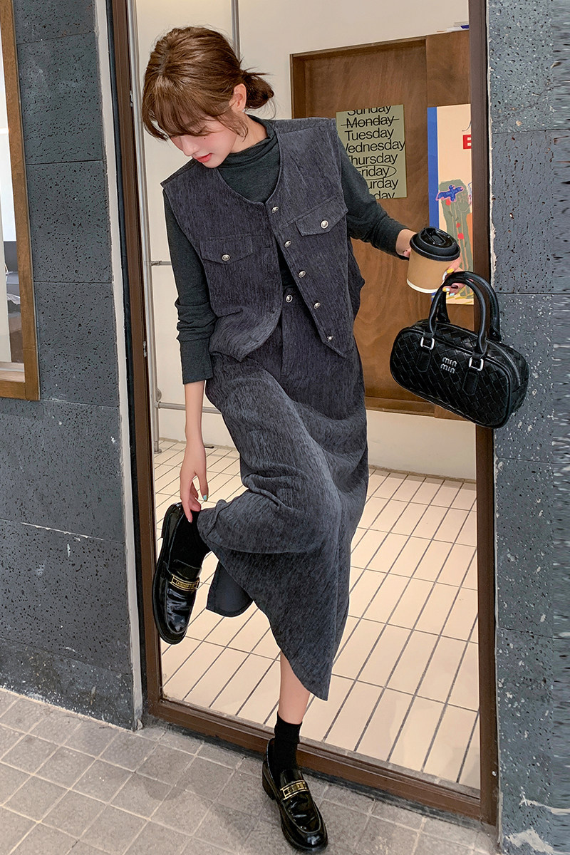 气质高级感套装裙女秋季2025新款小香风马甲半身裙两件套,女装套装/套裙,2C218
