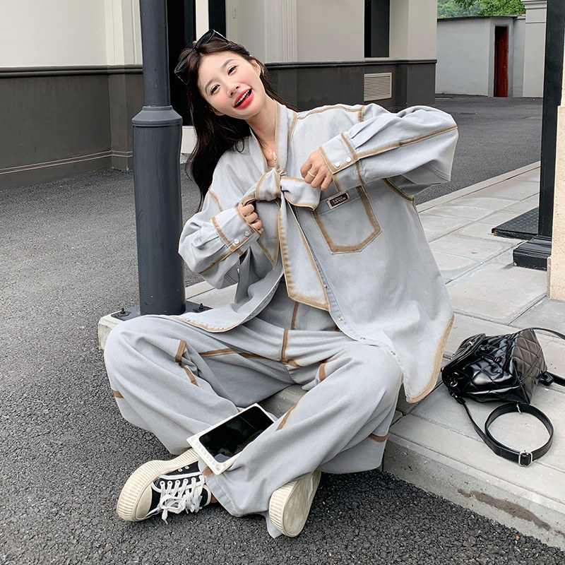 新品大货已出时尚牛仔长袖两件套A560-P190K278,女装套装/套裙,2C073