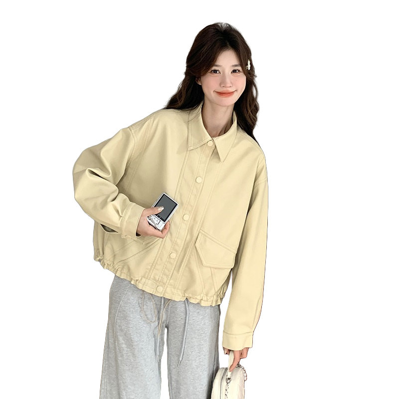 欧货奶huhu皮衣外套女春秋2025新款复古流行pu皮短夹克高级小个子,女装皮衣,2C218