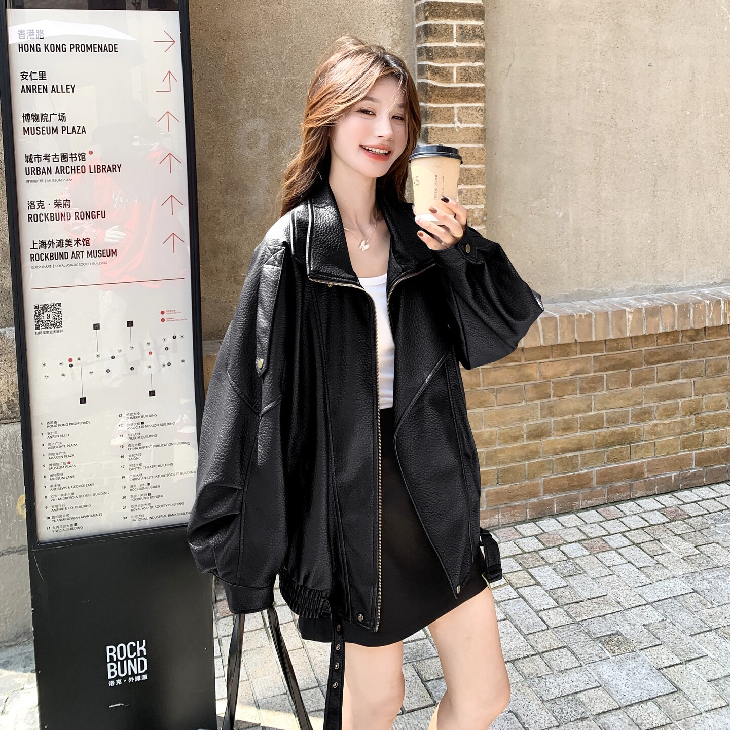 咖色美式高级感炸街甜酷风皮衣外套女2025秋季新款机车范pu皮夹克,女装短外套,2C177