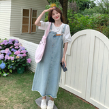 2C177-D57-P145-K228套装牛仔背带裙套装韩系时尚休闲连衣裙，女装套装/套裙，2C177