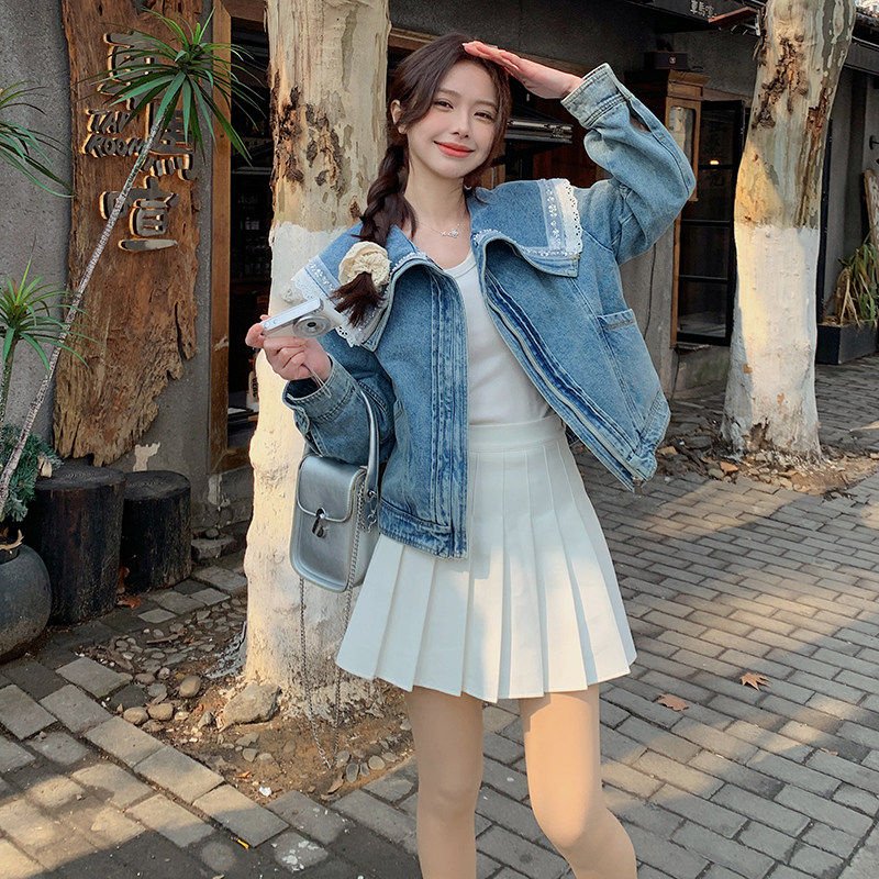春秋季短款外套娃娃领花边RF2C290-6825#-P150-K228,女装短外套,2C290