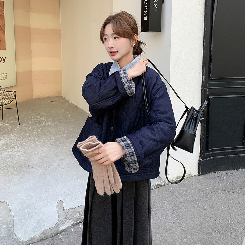 【新款大货】现货2025冬牛仔菱格棉服外套2C131-625-P175K258,女装棉衣/棉服,2C131