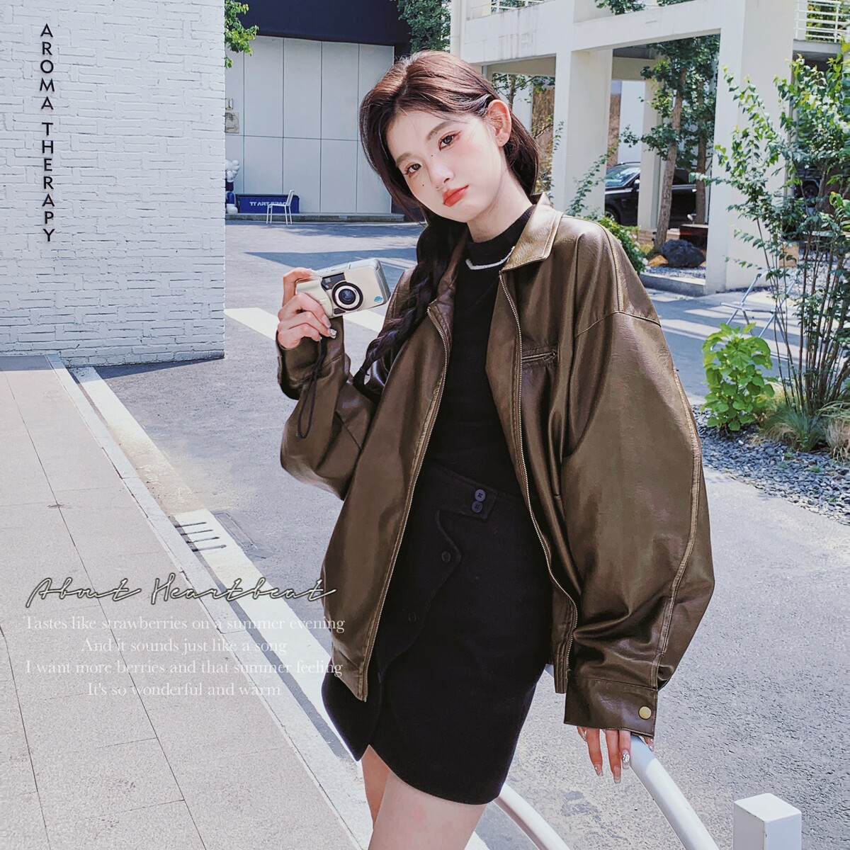 【现货主推】  港风oversize翻领皮衣外套6685-P145 控198图片