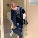 韩系运动风棒球服外套半身裙套装女春秋新款小个子休闲显瘦两件套，女装套装/套裙，2C139