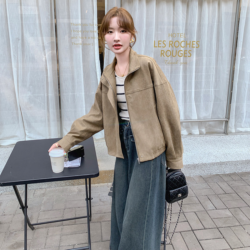 卡其色时尚休闲外套女2025新款小个子炸街气质减龄百搭夹克,女装短外套,2C166