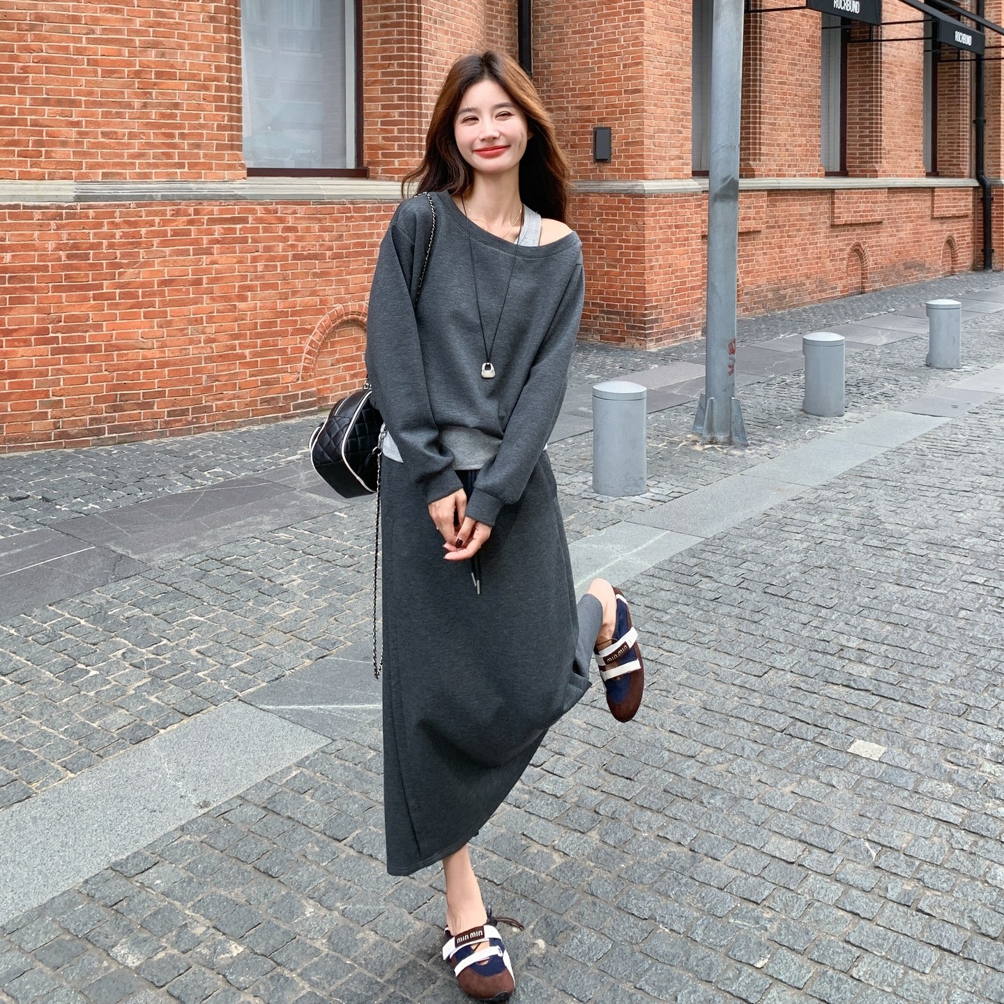 韩系休闲运动风卫衣套装女2025秋季新款宽松显瘦上衣半身裙两件套,女装卫衣/绒衫,2C233