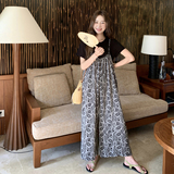 超好数据夏新品时尚休闲短袖+背带裤套装2C259-7732-P135-K198，女装连衣裙，2C259
