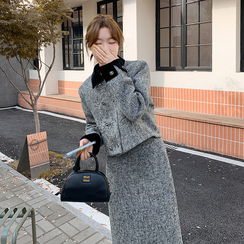 现货主推小香气质套装白鸭绒内胆两件套2C057-9942-P255-K368,女装套装/套裙,2C057