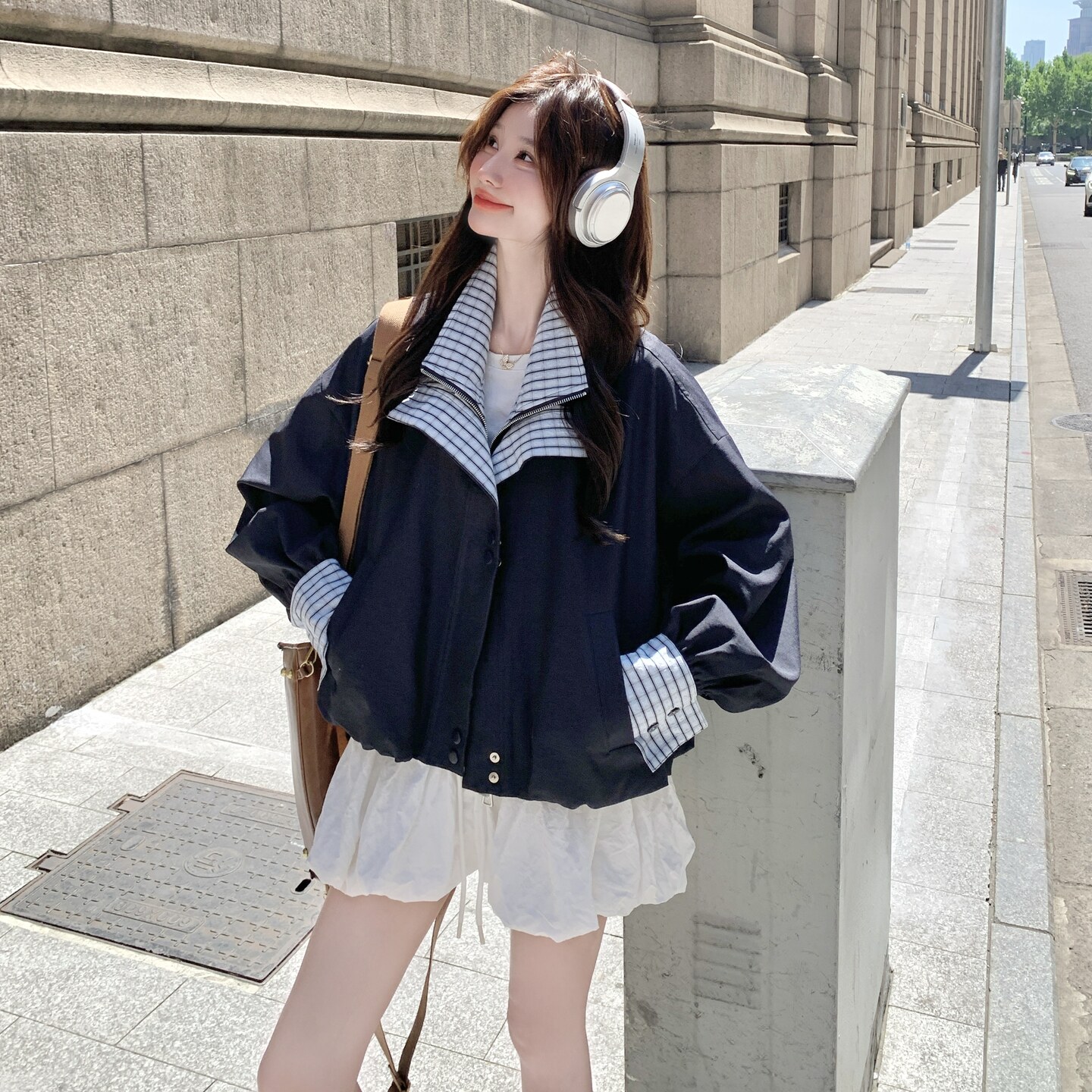 【新款】新款格子拼接夹克088-7732P155K228,女装短外套,2C088