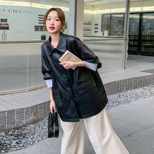 高级小众复古美式黑色皮衣外套女春秋2025年超火好看酷飒夹克上衣图片