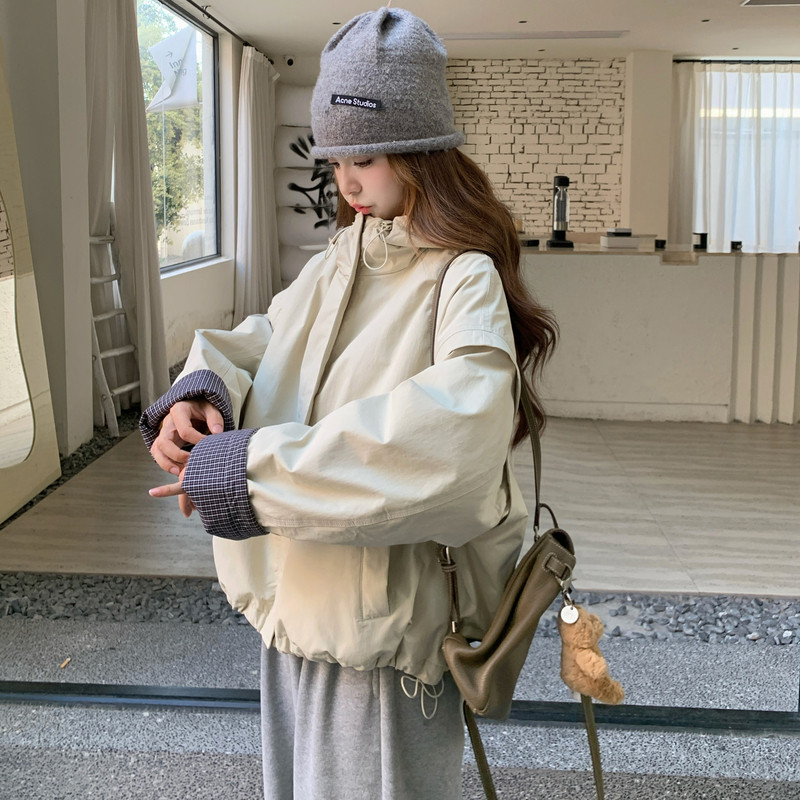 【新品】格子撞色龟背派克羽绒服(90绒)2C016-9045-P285-K418,女装羽绒服,2C016