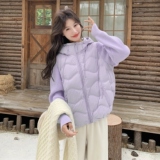 2025冬季羽绒服90白鸭绒针织袖短款连帽RF2C290-6889#-P290-K435，女装羽绒服，2C290