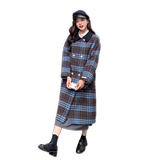 24年蓝色时尚拼接撞色羊毛大衣P265，女装毛呢外套，2C291
