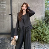 设计感木耳边马甲T恤套装女2025秋季新款港风显瘦阔腿裤三件套潮，女装套装/套裙，2C233