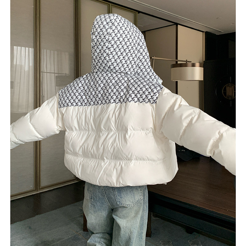 【新款】已出大货时尚连帽白色拼接羽绒服088-9915p195k298,女装短外套,2C088