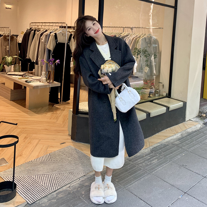 【新款】双面呢加厚大衣外套女中长款2C012-A503P275K418,女装毛呢外套,2D111