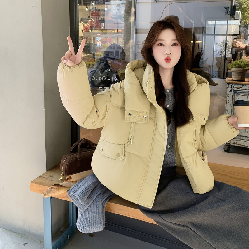 现货新款韩东大门加厚保暖羽绒服百搭连帽面包服女装外套女,女装羽绒服,2B114