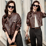 【现货】春装新品皮衣外套女宽松减龄皮夹克2505-1C115-P125-K188，女装皮衣，吾爱衣