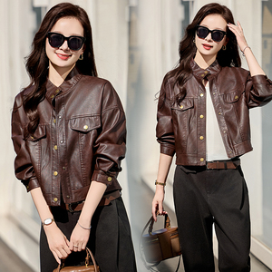 【现货】春装新品皮衣外套女宽松减龄皮夹克2505-1C115-P125-K188图片