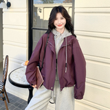 韩系小个子气质时尚百搭夹克卡其色针织披肩休闲短外套秋，女装短外套，2C159