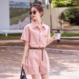 现货-主推夏季新品粉色工装连体短裤送腰带-2326-P115-K168，女装连体裤，2C252