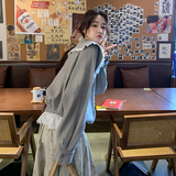 春季韩版拼蕾丝娃娃领双拉链开衫女宽松减龄休闲短款外套，女装短外套，2C159
