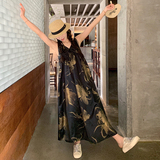 2025夏季新款时尚吊带印花连衣裙女2025夏季新款法式气质小黑裙子，女装连衣裙，2C085
