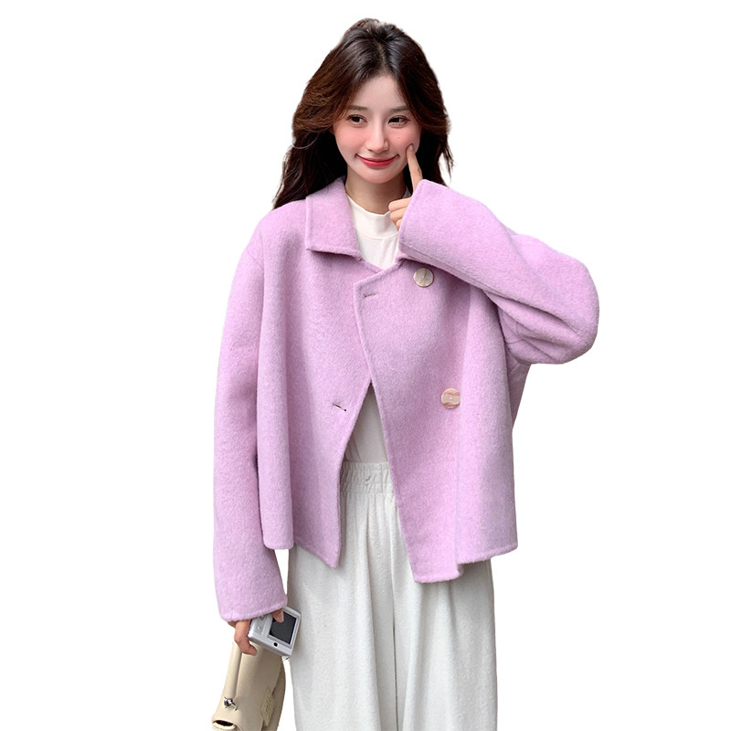 现货双面呢短款小个子紫色外套2C206-L17-P175-K278,女装短外套,2C206