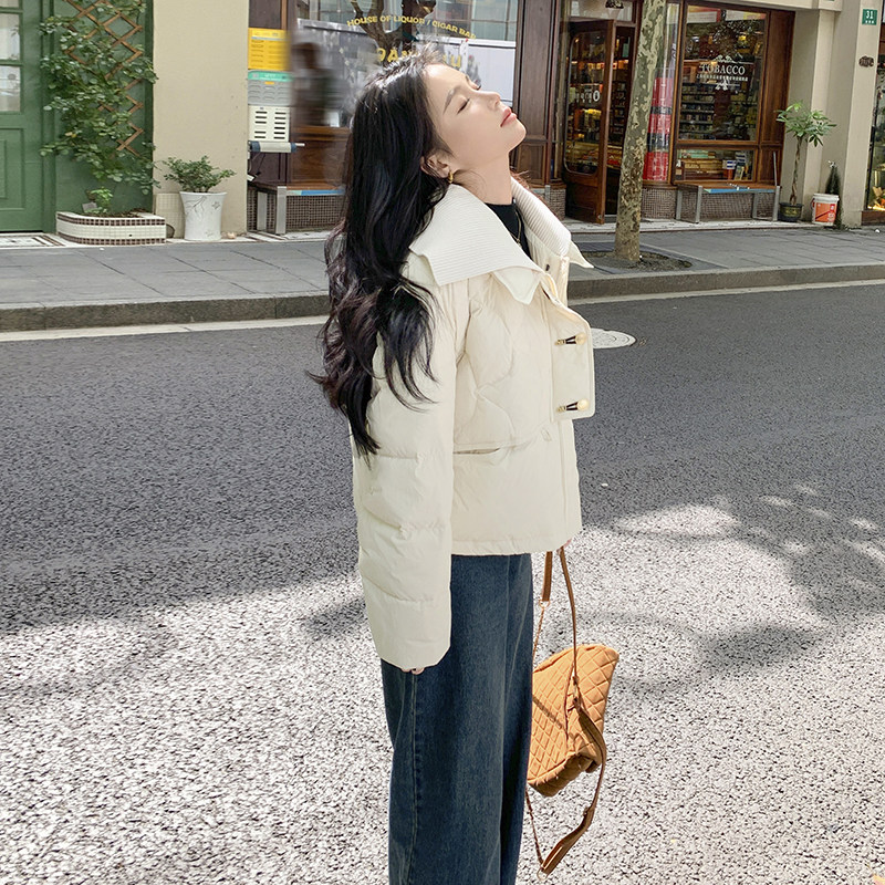 2025年新款现货主推毛线拼接短款羽绒服2C087-907P275K385,女装羽绒服,2C087