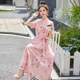新中式国风改良旗袍碎花连衣裙女2025夏新款收腰显瘦绝美漂亮裙子，女装连衣裙，吾爱衣