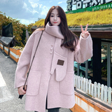 甜美气质粉色双面呢羊毛大衣外套女秋冬2025新款多巴胺超火巨好看，女装羊绒大衣，2C056