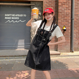 设计感假两件黑色背带裙夏季新款可盐可甜休闲显瘦小个子连衣裙女，女装连衣裙，2C053