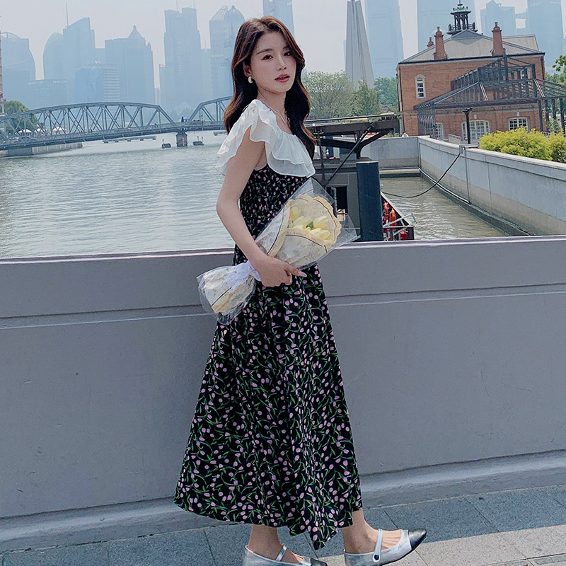 【现货】碎花吊带裙女外套内搭过膝连衣裙3023P125控178,女装连衣裙,2C166