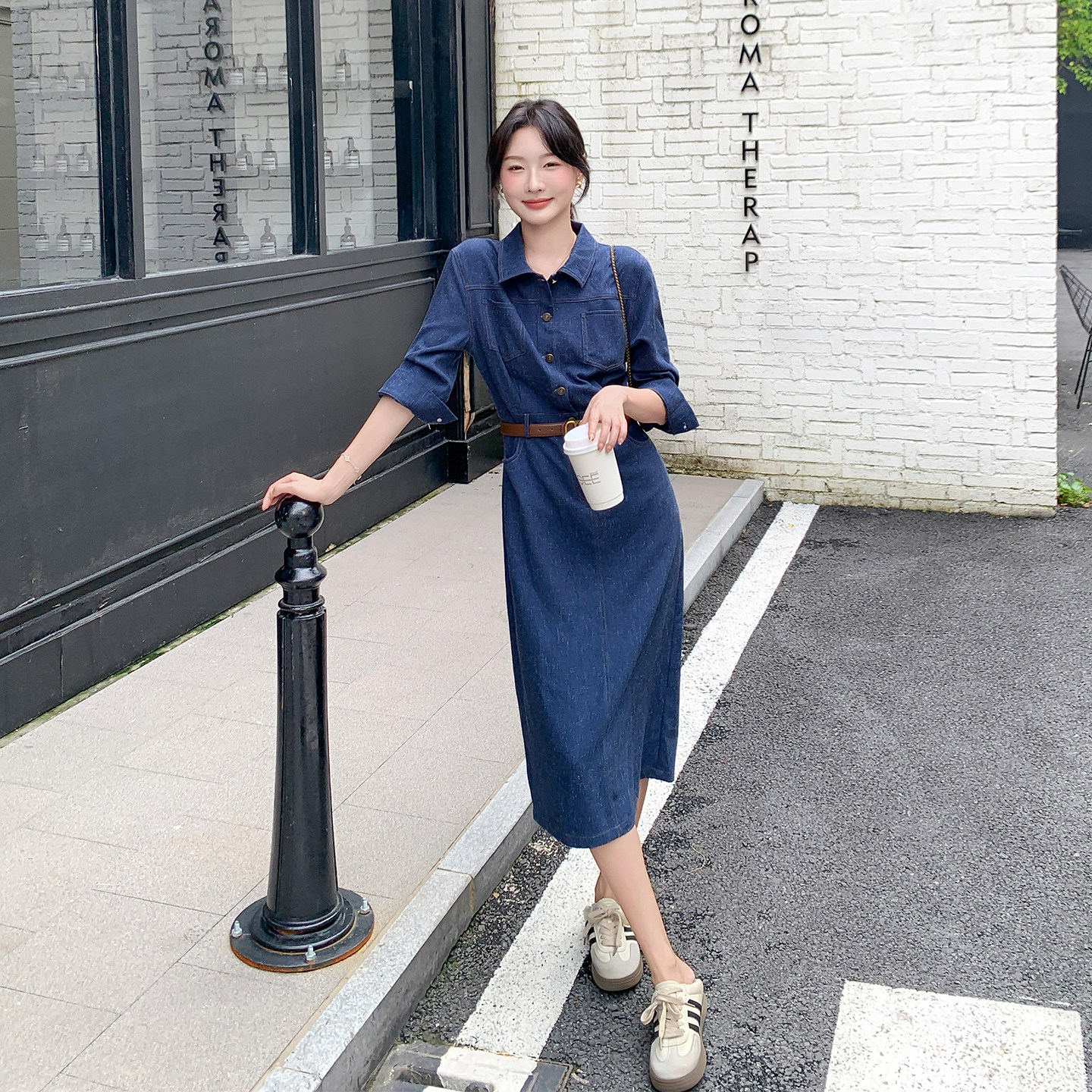 【档口现货】气质通勤衬衫领长袖连衣裙秋季新款5100-P145-K218,女装连衣裙,2C126