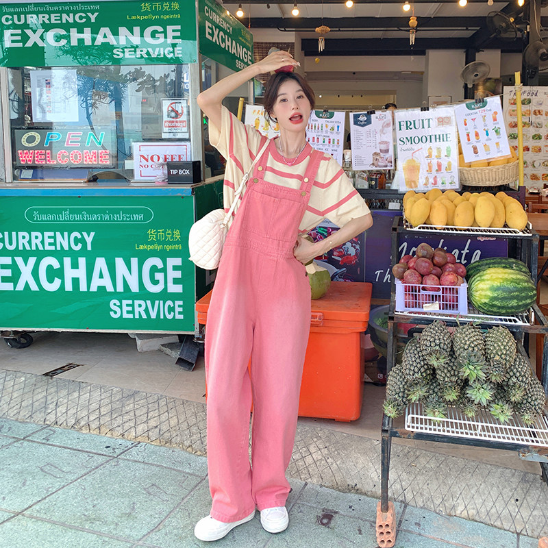 夏装新款-2C177-D-13-P125-K178粉色奶系牛仔背带裤女2025,女装连体裤,2C177