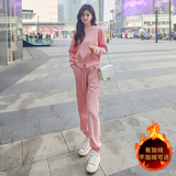 女春季新款韩系圆领订扣设计感卫衣束脚裤两件套，女装套装/套裙，2C310
