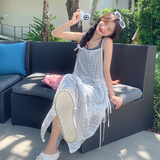 现货~Ins风叠穿刺绣蕾丝+针织裙C283-X717，女装连衣裙，2C283