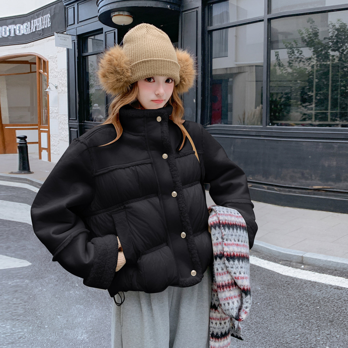 现货有买家秀皮毛一体拼接羽绒服90绒2c307-8918p275k388,女装羽绒服,2C307