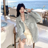 主推新款春季小香风毛边流苏亮片编织外套（大货已出），女装毛呢外套，2C222