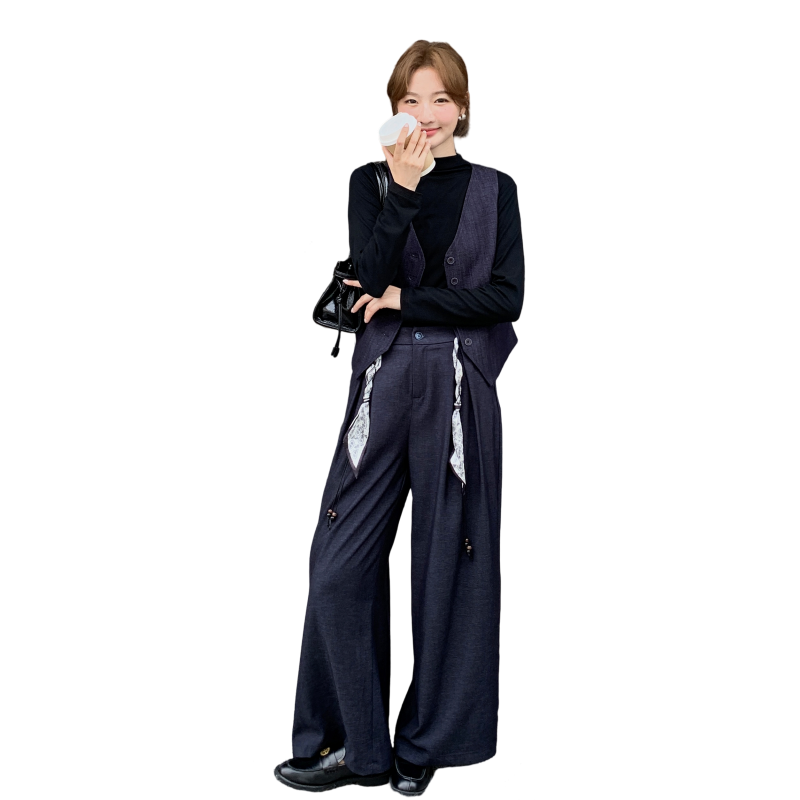 老钱风马甲套装女2025秋季新款超好看高级感气质显瘦阔腿裤两件套,女装套装/套裙,2C236