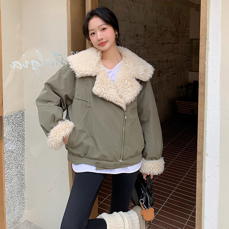 现货羊卷毛拼接派克服外套加厚羽绒服内胆5836-P235-K348,女装羽绒服,2C159